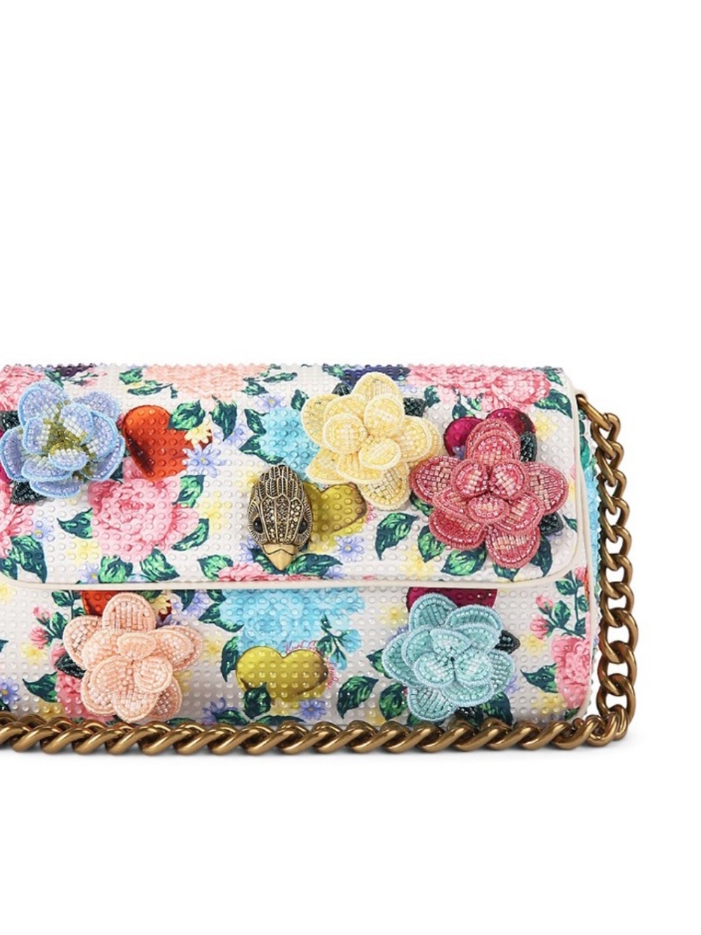 Kurt Geiger Floral Appliqué Chain Shoulder Bag - Multicolor beautiful /flowers - Picture 7 of 13